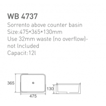ECT Sorrento above counter basin use 32mm waste (no overflow)-not included